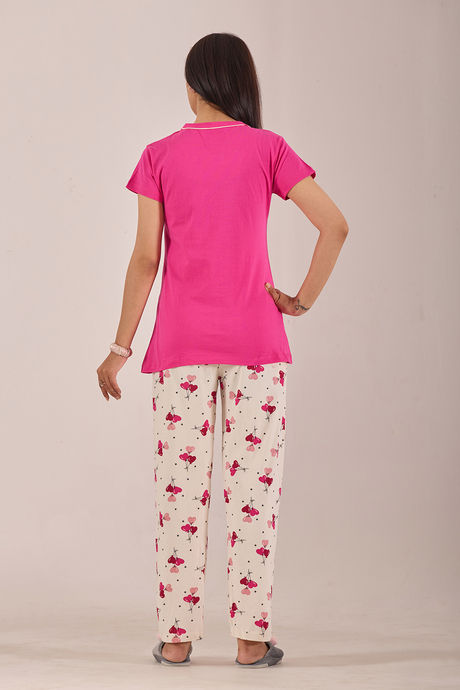 Sweet Moon Knit Cotton Pyjama Set - Cream Darkpink  — image 2